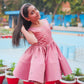 Pink Crystal Embellished Satin Party Dress