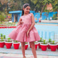 Pink Crystal Embellished Satin Party Dress
