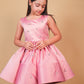 Pink Crystal Embellished Satin Party Dress