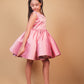 Pink Crystal Embellished Satin Party Dress
