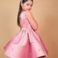 Pink Crystal Embellished Satin Party Dress