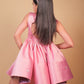 Pink Crystal Embellished Satin Party Dress