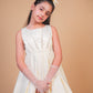 Off-White Pearl Embellished Satin Gown