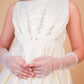 Off-White Pearl Embellished Satin Gown