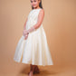 Off-White Pearl Embellished Satin Gown