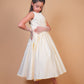 Off-White Pearl Embellished Satin Gown