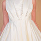 Off-White Pearl Embellished Satin Gown