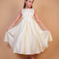 Off-White Pearl Embellished Satin Gown