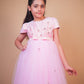 Pink Butterfly Embellished Party Gown