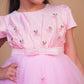 Pink Butterfly Embellished Party Gown