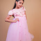 Pink Butterfly Embellished Party Gown