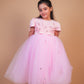Pink Butterfly Embellished Party Gown