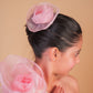 Off-White & Pink Floral Trail Ball Gown