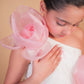 Off-White & Pink Floral Trail Ball Gown