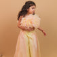 Saija Indo-Western Set Peach Lemon Crop Top with Pants