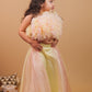 Saija Indo-Western Set Peach Lemon Crop Top with Pants
