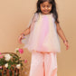 Tia Multi-Colour Tulle Indo-Western Set with Peach Flared Pants